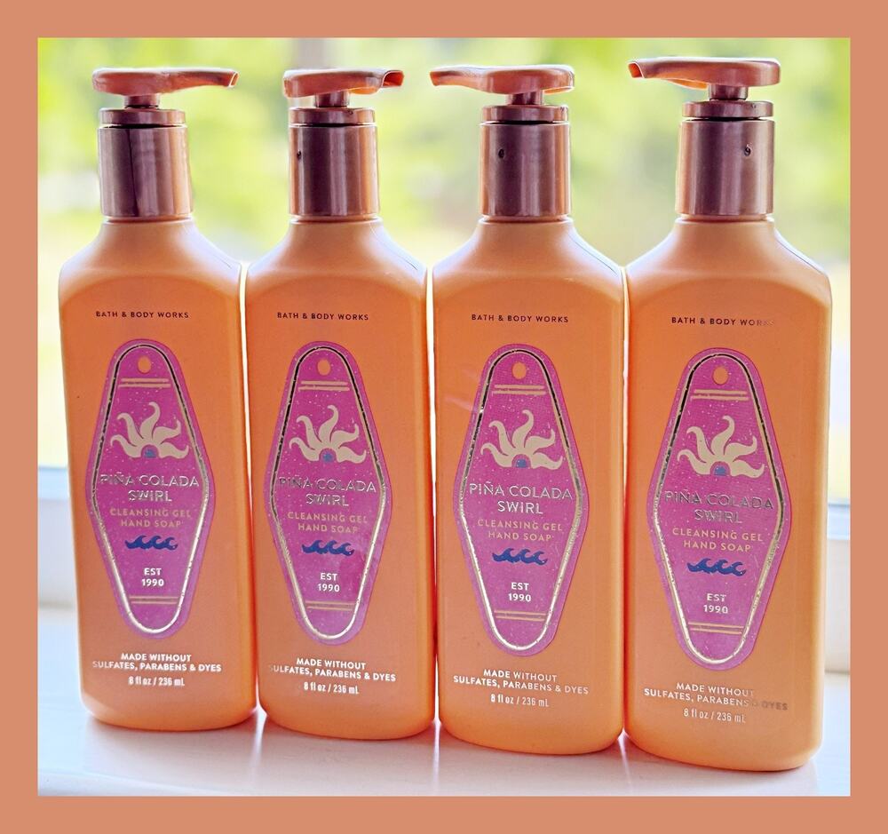 Bath & Body Works Pina Piña Colada Swirl 8 fl oz Cleansing Gel Hand Soap x4